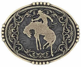 Bucking Bronc Oval Brass colored buckle
